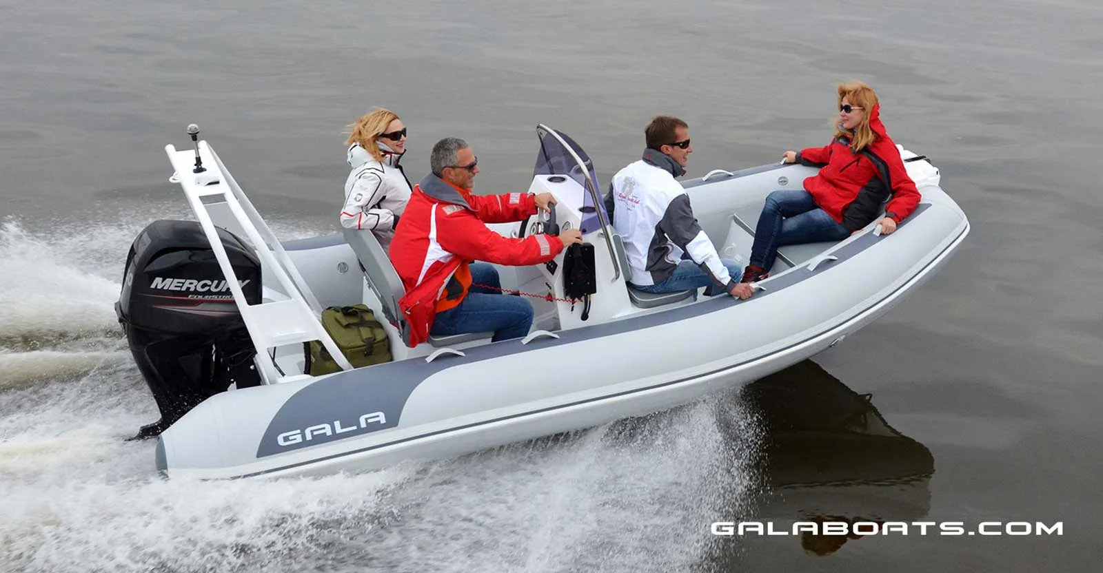Gala Atlantis Deluxe tender underway from the front quarter