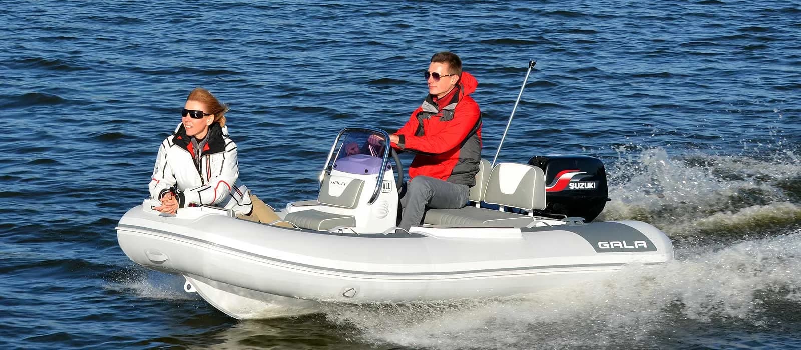 Gala Viking compact RIB running across open water