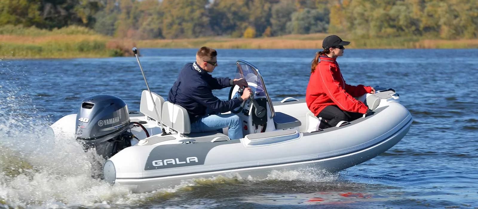 Gala Viking compact RIB underway from the rear quarter