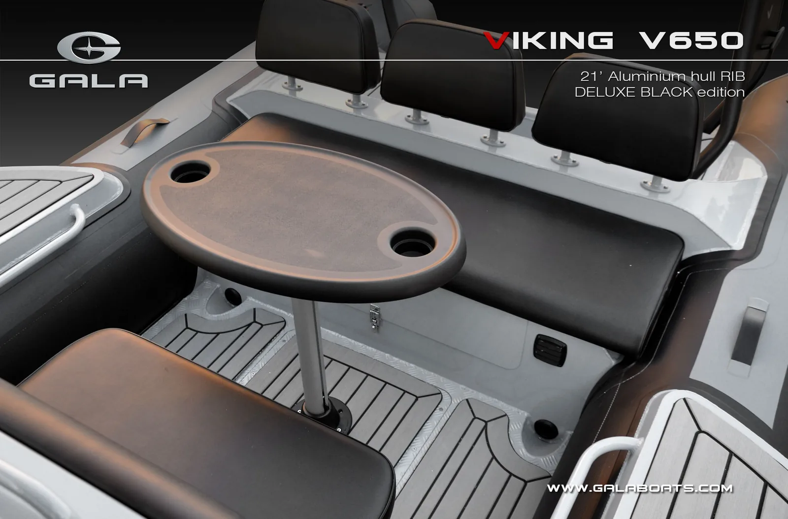 Gala Viking V650 aft table and seating detail