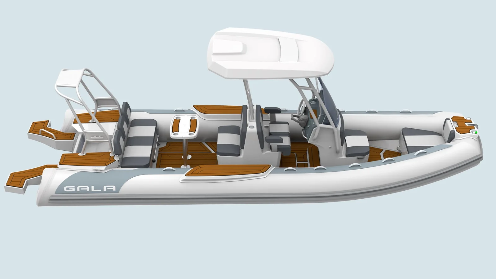 Gala Viking V7 manufacturer side rendering with hard top and seating
