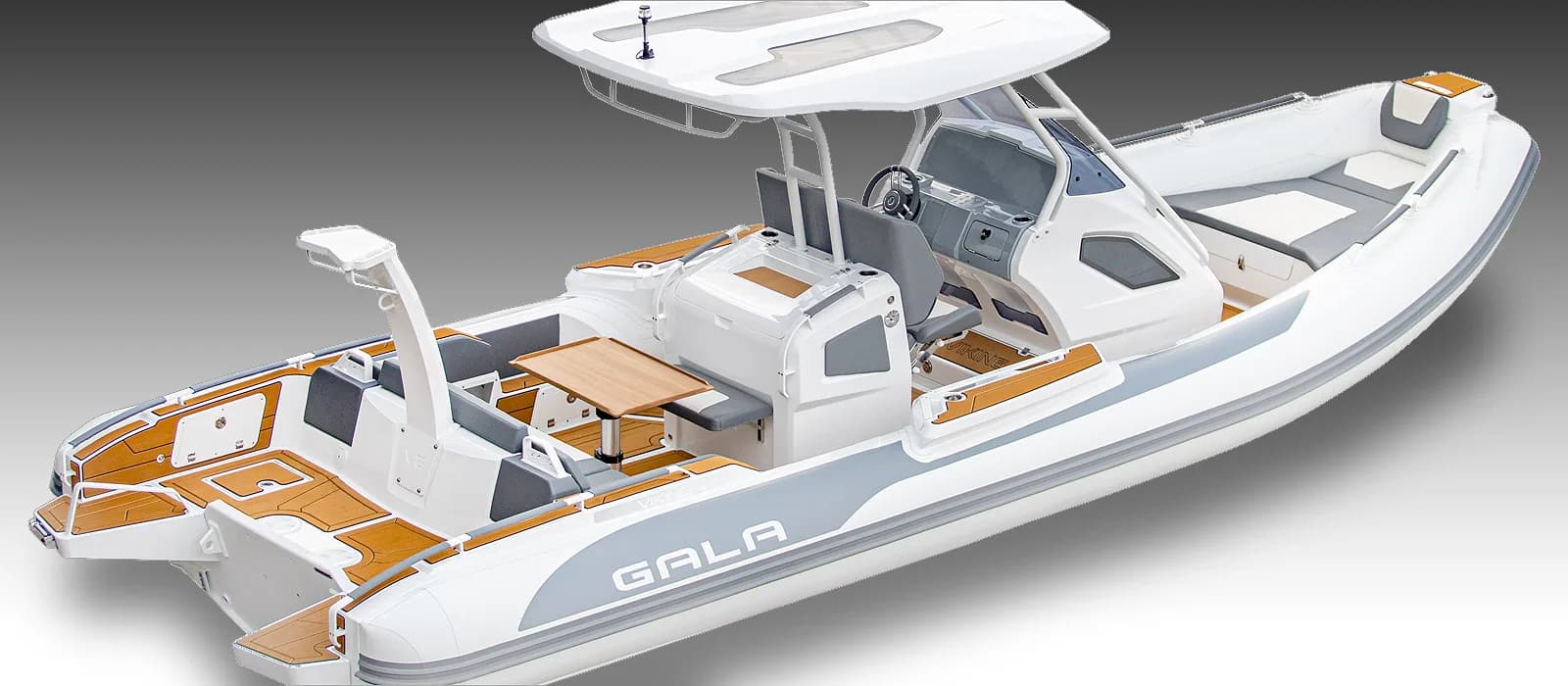 Gala Viking V8 shown from the stern quarter