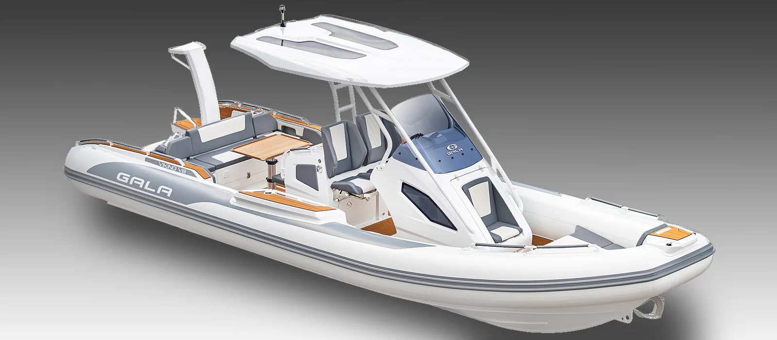 Gala Viking V8 shown from the front quarter