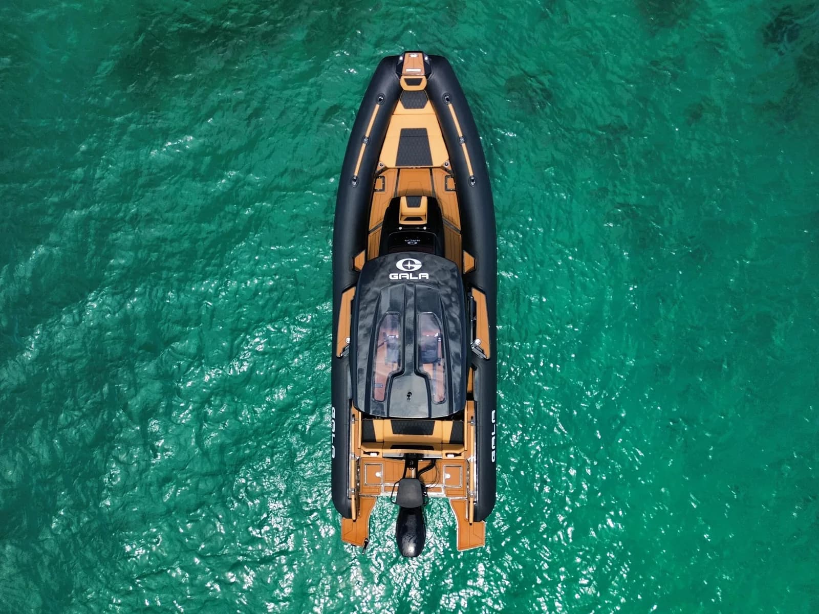 Gala Viking V8 viewed from above in turquoise water